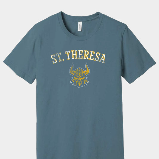 Vintage Block Letter Viking Spirit Shirt, Steel Blue