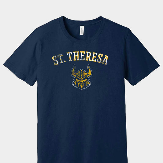 Vintage Block Letter Viking Spirit Shirt, Navy