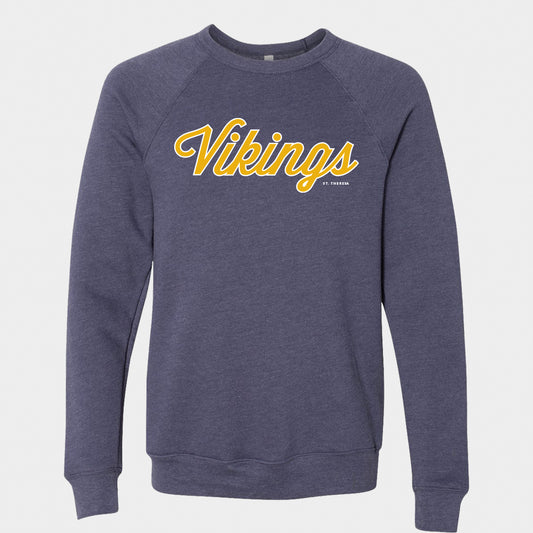 Vintage Script Viking Raglan Sweatshirt Vintage Navy