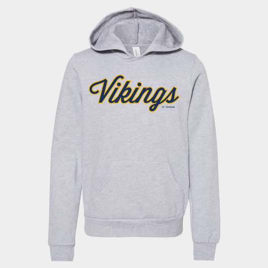 Viking Script Sponge Fleece Hoodie, Gray